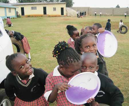 Kids with frisbees